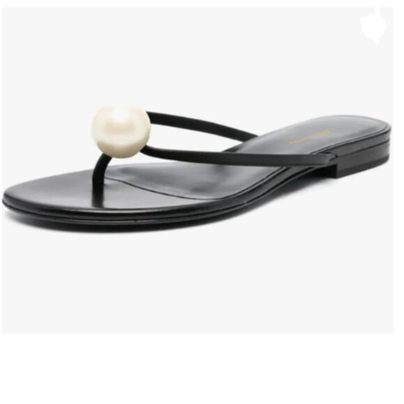 Wansseny Black Versatile Pearl Open Toe Soft Insole Flip Flops Comfy Slip on Bas - Picture 1 of 8